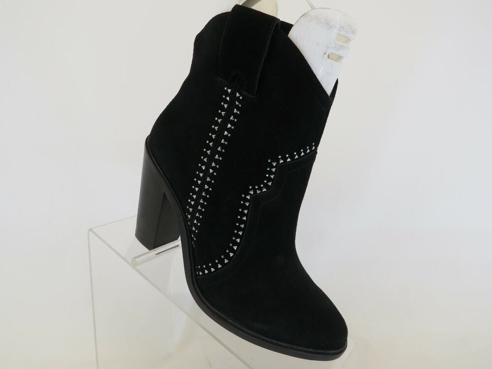 EUC Joie Womens Black Suede Studded High Heel Ankle Boots Booties Size 36 EUR